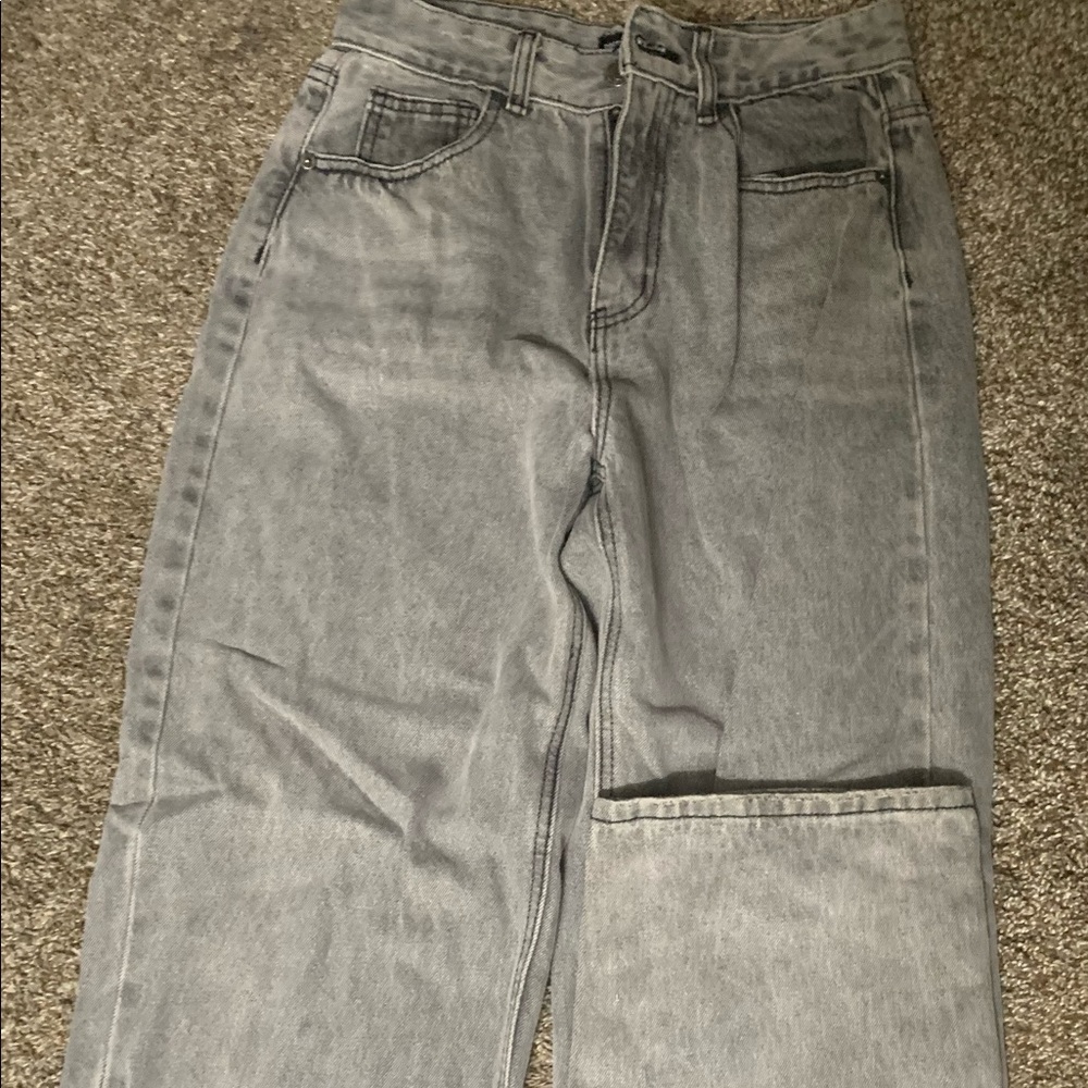 Gray wide leg jean